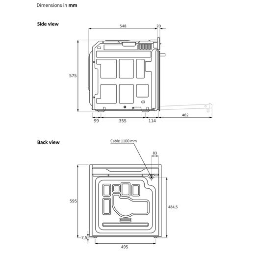 Haier Built In Electric Single Oven - Black - Dimensions